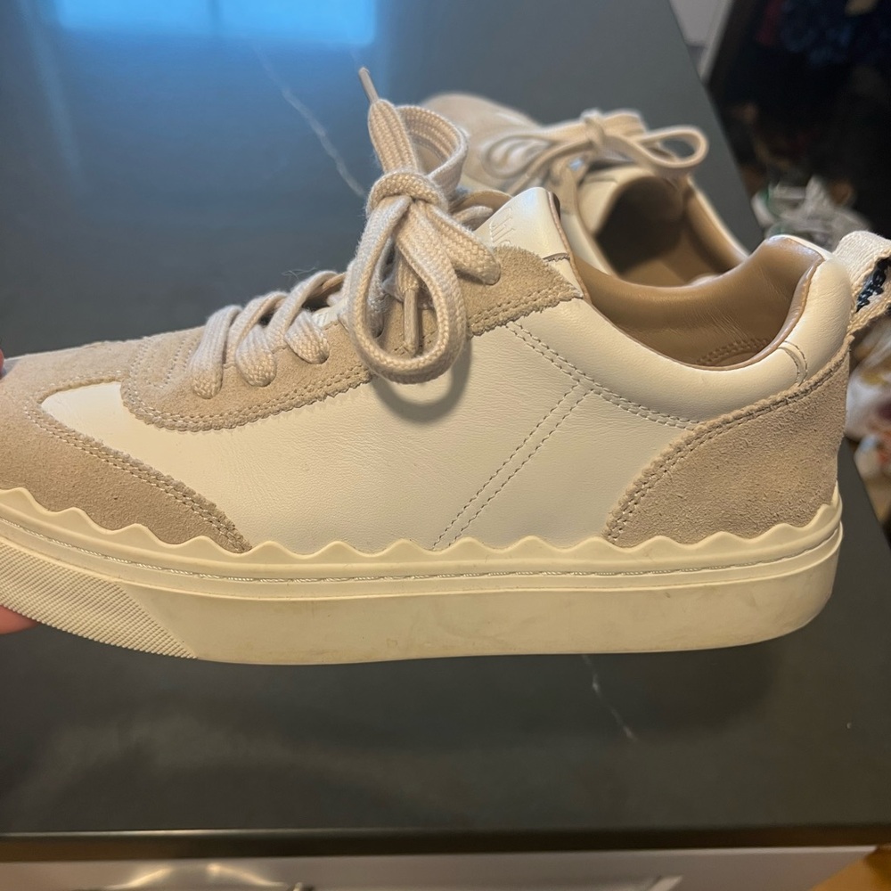 Beige and White Casual Sneakers